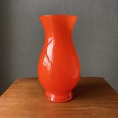 イタリア製　オレンジのガラス花瓶