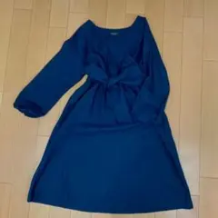 マタニティワンピース Mサイズ　フォーマル　お宮参り　百日祝い　ネイビー　七分袖