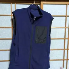 ネイビー フリース ジップアップベスト Lサイズ