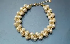 #159　ハンドメイド　パールビーズ　ブレスレット　オケージョン　カジュアル