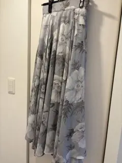 値下げ☆cocodeal☆フラワープリント スカート ブルーグレー