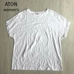 【エイトン】 フレンチスリーブ Tシャツ カットソー ホワイト クルーネック Mのサムネイル