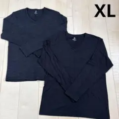 XL 2枚　メンズ　長袖　薄手　NAVY ロンT ブラックのサムネイル