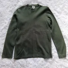 美品 タケオキクチ ロングTシャツ リブ編み ダークグリーン Ｌ（志）