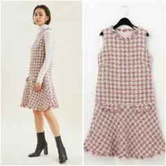 美品✨グレースコンチネンタル 23AW ツイードフレアワンピース 36