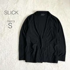 【スリック】ラップカーディガン 長袖 薄手 綿100 日本製 シンプル 黒 美品