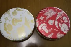 【空き缶】銀座菊廼舎のお菓子の缶　紅白2缶セット