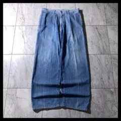 Papas パパス ワイド ストレート デニム スラックス 色落ち W31のサムネイル