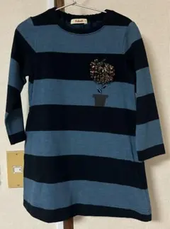 110 familiar fdash ワンピース 青 黒 ボーダー