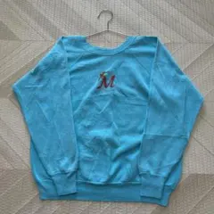 USA製 PANILL M刺繍 スウェット トレーナー 水色 L ター