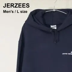 JERZEES 企業ロゴ パーカー L 紺 バックプリント