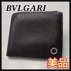 ☆美品☆ BVLGARI ブルガリブルガリ 二つ折り財布 ブラック レザーのサムネイル