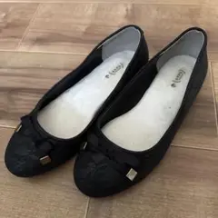 レース素材 ブラックバレエシューズ