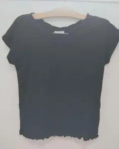 COLZA スカラップ半袖カットソー ブラック M