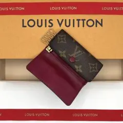 路易威登 多功能四環鑰匙圈 經典花紋 桃紅色 四環鑰匙包