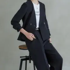 美品 RUIRUE BOUTIQUE ノーカラージャケット＆ワンタックパンツ L