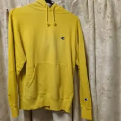 Champion イエロー フード付きパーカー S