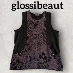glossibeaut 花柄タンクトップ Uネック 婦人服 (M〜L) ブラック