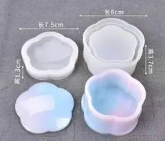 シリコンモールド　レジン　ハンドメイドパーツ　封入パーツ　フラワー型上下セット