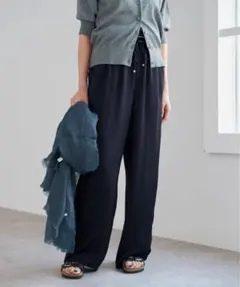 美品 IENA アセテートコットンリネンオールインワン パンツ ブラック