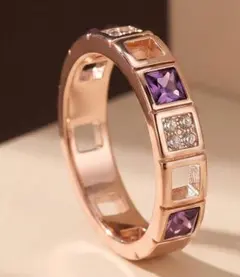 18K RGP ゴールド ダイヤCZ 薄紫カラーストーン リング gu1362eのサムネイル