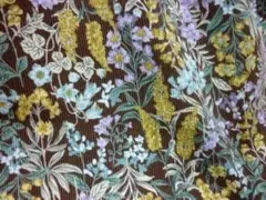 2m　シャツコール生地 草花柄/ブラウン地　ワンピース生地