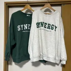 SYNERGYロゴ入りトレーナー（グリーン・グレー）2枚セット