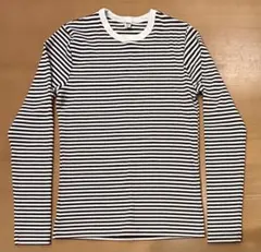 UNIQLO ソフトリブT 長袖 ボーダー レディースM オフホワイト×ブラック