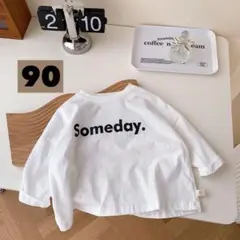 子供服　韓国　キッズ　トップス　ロンT 長袖Tシャツ　ホワイト　90