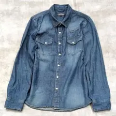 デニムシャツ メンズ インディゴブルー 長袖 M 古着アメカジ