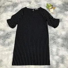 イッツデモ (F) ストライプ ボリュームスリーブ ひざ丈 ワンピース キレイめのサムネイル