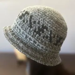 クロシェハット　クラッシャーハット バケットハット　ニット帽　綿混　かぎ針編み