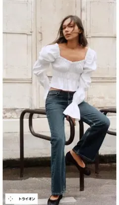 ZARA ギャザーパフスリーブトップス