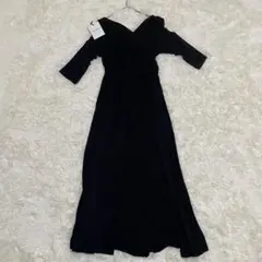 未使用 ダイアンフォンファステンバーグ ロングドレス ラメ ネイビー M