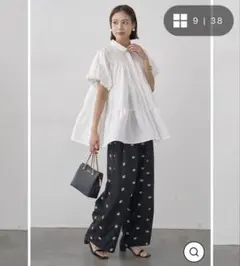 pualcecinピュアルセシン25thシアーシルクコットンブラウスFブラック 