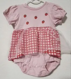 バースデイ☆フタフタ　イチゴ柄半袖チュールロンパース　80サイズ　ベビー