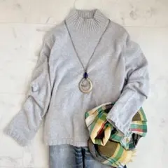 自由区 カシミヤ100％ 長袖 クルーネック ニット セーター 40 グレー