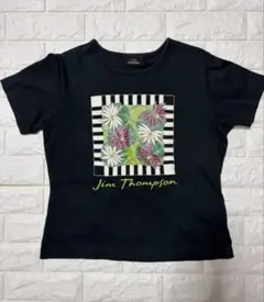 ジムトンプソン 花柄 Tシャツ クルーネック 半袖 花 幾何学 M 黒 綿のサムネイル