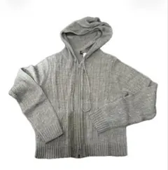 knit hoodie ニット パーカー フーディー parker グレー 短丈のサムネイル
