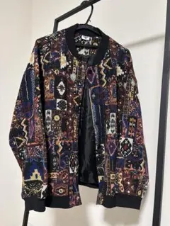 HOOK- パッチワーク柄幾何学模様 ゴブラン・デニムブルゾン