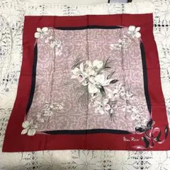 ニナリッチ☆スカーフ☆花柄☆レッド☆ピンク☆大判