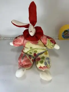 うさぎ ぬいぐるみ 操り人形風 レッド マルチカラー