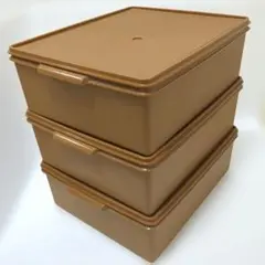 【3個セット】人気色ブラウン　タッパーウェア　スーパーケース　衣装/収納ケース