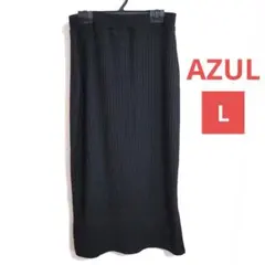 AZUL　ニットタイトスカート　黒　リブ編み　サイズL　裏地なし