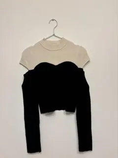 Chicco オフショルダー ニット 長袖 ベージュ・黒