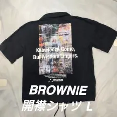 BROWNY バックプリント 開襟シャツ L 黒のサムネイル