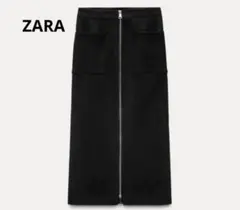 【zara】ブラック タイトスカート フロントジッパー付き Lサイズ