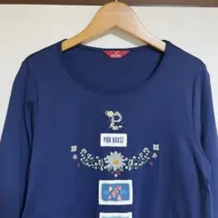 ピンクハウス PINKHOUSE チュニック ネイビー 七分袖 花刺繍のサムネイル