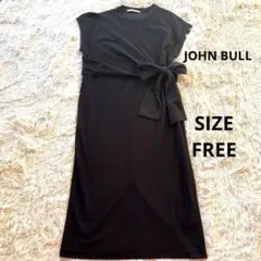 ジョンブル JOHNBULL ツイルジャージレイヤードワンピース リボン 黒 Fのサムネイル