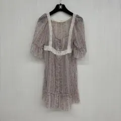 極美品✨アクシーズファム ワンピース ロング 花柄 シアー 透け感 フリル